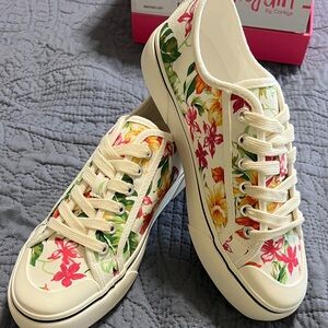 Corkys Vibrant Floral Sneakers - Cream, Pink, Yellow, Green